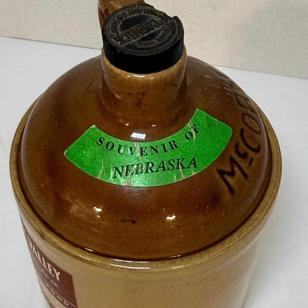 Vtg McCormick Platte Valley Straight Corn Whiskey Stoneware Jug 4/5 Quart *EMPTY